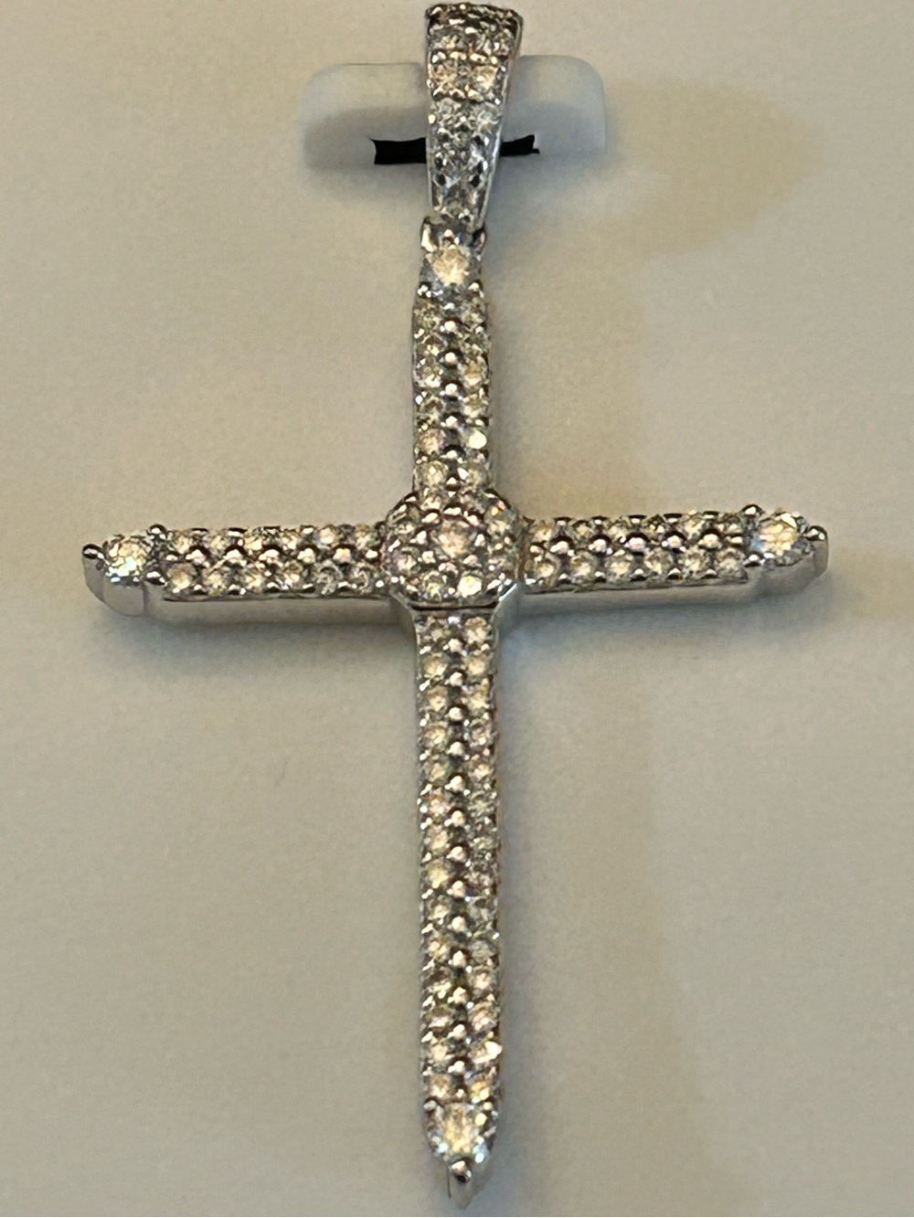 0.75CTW Pave’ Moissanite Cross Pendant Necklace in 925 Sterling Silver